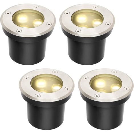 Spots encastrables au sol à LED, lot de 4 spots au sol ronds passables, éclairage au sol blanc chaud étanche IP67 pour éclairage de jardin et éclairage d'allée (1/5)