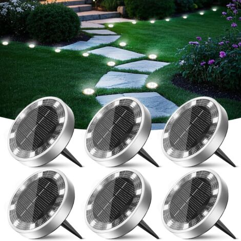 Spot Solaire Extérieur Lot de 6, Lampe Solaire Au Sol 8 LED, Étanche Lumiere Solaire Exterieur Jardin pour Chemins Allée Pelouse Terrasse Cour Piscine[Blanc Froid] (1/5)