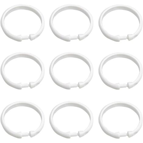 24pièces Crochets Rideaux Douche Blancs Plastique Antirouille Supports Anneaux Glissants pour Salle Bain Vestiaire (1/5)