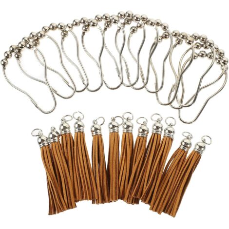 12pièces Crochets Pour Rideaux De Douche Avec Pompon Lot Pour Salle De Bain Design Moderne Et Fonctionnel Facile à Installer (1/5)