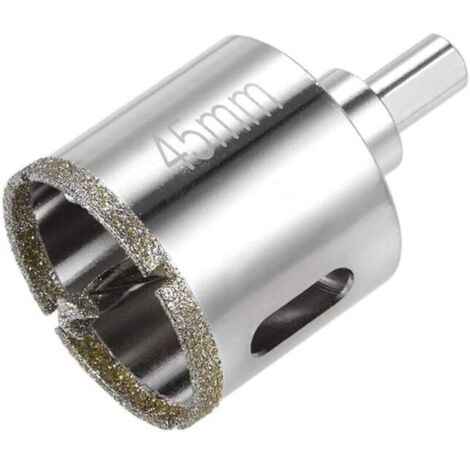 Foret de scie cloche diamant 45mm – Avec mèche pilote centrale – Pour verre, céramique et carrelage – Finition lisse sans éclats (1/5)