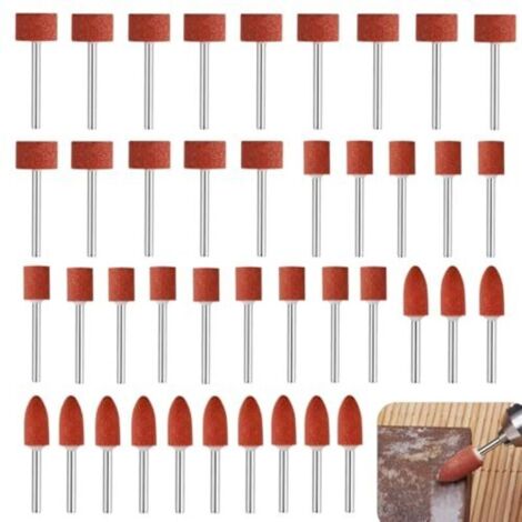 42Pcs Meules en Oxyde d'Aluminium Mèches de Ponçage pour Dremel, Meule Abrasive avec Tige de 1/8" pour Qutil Rotatif, Mèches de Ponçage pour Polissage Ébarbage Métaux, Meulage (1/5)