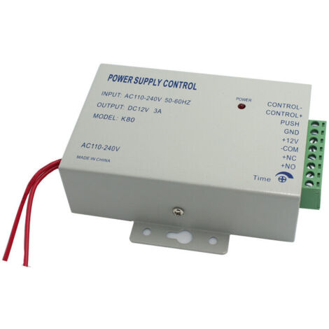 Alimentation 110-240V à DC12V 3A 36W pour système de contrôle d'accès – Sorties NC/NO – Câble d'alimentation inclus (1/5)