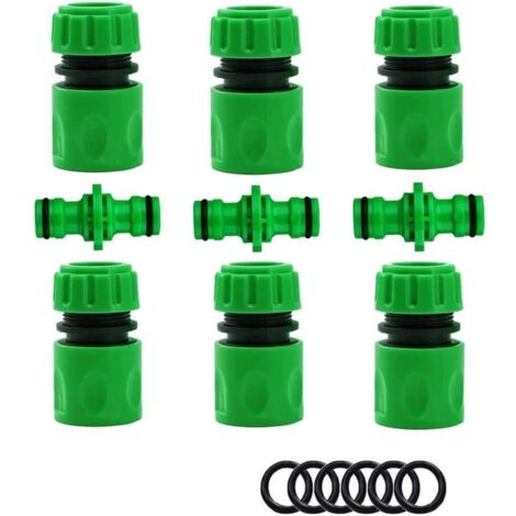Raccord rapide pour tuyau d'arrosage 1/2 pouce – 6 connecteurs rapides et 3 mâles doubles – Plastique résistant aux chocs – Irrigation jardin (1/5)