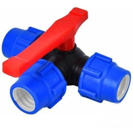 Vanne PVC pression 32mm – Robinet à tournant sphérique à trois voies – Connexion rapide pour tuyaux PVC/PE – Résistant à la corrosion