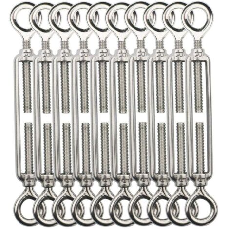 Tendeur Fil De Fer,M5 Tendeurs De Fil,Tendeur De Cable Crochet Et Crochet,Tendeurs De Cable En Acier Inoxydable 304,Utilisé Pour Cordes À Linge,Suspendre,Cable De Garde Corps -10 Pièces OO (1/5)