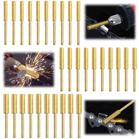 30 Piezas Gabarit Affutage Chaine de Tronconneuse, Diamant Affuteur Affuteuse de Chaine Tronçonneuse, Lime pour Chaine de Tronconneuse, 3 Tailles Différentes pour Tronçonneuse Affûter et Poncer (1/5)
