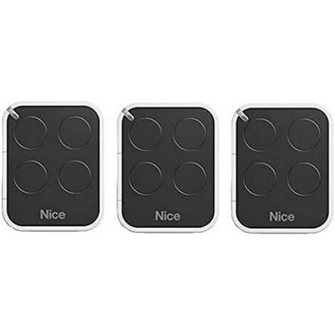 Lot de 3 Télécommande Nice Era ON4E ON4 – Émetteur Portail et Porte de Garage – 4 Canaux, Fréquence 433,92 MHz, Noir/Blanc – Compatible Motorisation Nice