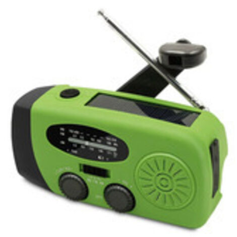 Radio Solaire d'urgence, à manivelle, Auto-alimentée, avec Lampe de Poche LED, Alarme SOS, Radio AM/FM météo Wind Up avec Batterie de 2000 mAh pour Charge d'urgence,Vert fluorescent (1/5)