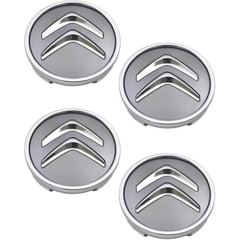 Lot de 4 enjoliveurs de Roue Noirs,pour Citroën 60 mm C1 C3 C4 C5 C6 DS3,Enjoliveurs de Roue en Alliage,Bonne stabilité (Gris)