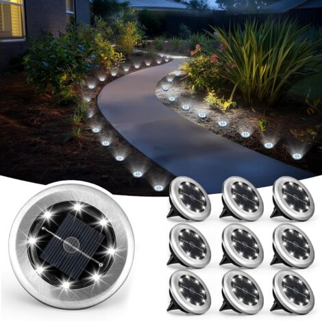 Lot de 10 mini lampes solaires de jardin, extérieur, imperméables, éclairage paysager alimenté pour patio, cour, allée et chemin (blanc froid) (1/5)