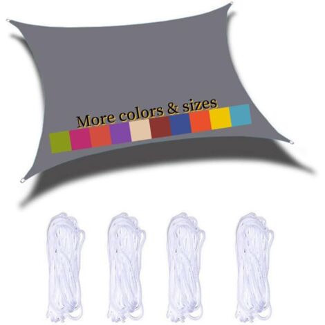 Voile D'ombrage Rectangulaire 5x6m Imperméable PES Toile Ombrage 98% UV Protection pour Jardin Terrasse Balcon Piscine Fête Extérieur, Gris (1/5)