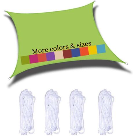 Voile D'ombrage Rectangulaire 5x6m Imperméable PES Toile Ombrage 98% UV Protection pour Jardin Terrasse Balcon Piscine Fête Extérieur, Vert (1/5)