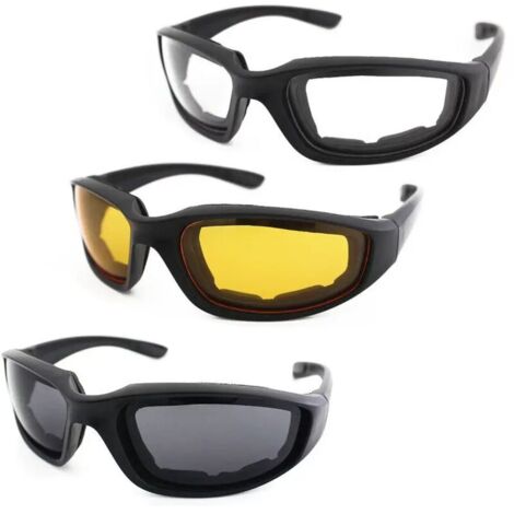 Lot de 3 paires de lunettes de moto rembourrées avec protection UV (1/5)