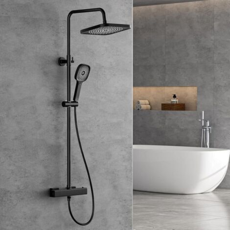 Colonne de Douche Thermostatique Ensemble de Mitigeur Douche en Acier Inoxydable avec Barre de Douche à Hauteur Réglable Régalble Douchette 3 jets Chromé (1/5)