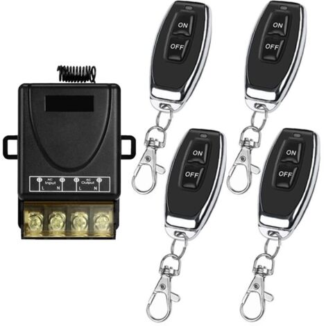 Télécommande sans fil 433MHz pour interrupteur AC 220V 30A – Relais récepteur avec 4 émetteurs – Portée jusqu'à 50m – Compatible appareils électroménagers (1/5)