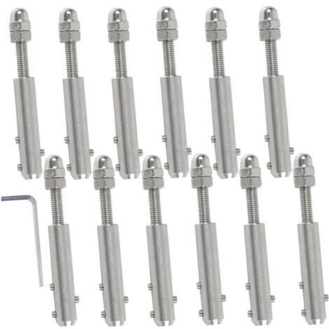 Tendeur de câble en acier inoxydable 4 mm – Lot de 12 pièces avec clé en L – Fixation pour haubanage – Résistant aux intempéries - mm-12 (1/5)