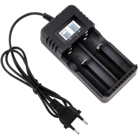 Chargeur de batterie 18650 – Chargeur universel rapide 4,2V 1200mA avec écran LCD – 2 fentes indépendantes pour batteries Li-ion (1/5)