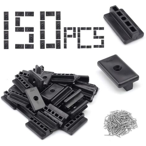 150 Pièces Fixation Lame de Terrasse Composite, 6 mm Type T Attaches Cachées pour Terrasse, Noir Clips de Fixation en T pour Terrasse, avec 150 Vis M4 pour Revêtement Sol Stratifié-WPC/BPC
