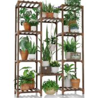 Support Plantes Intérieur, Porte Plante Intérieur, Étagère Plante en Bois, Support Plante Extérieur pour Plantes Multiples, Grand Porte Plante pour Salon, Marron