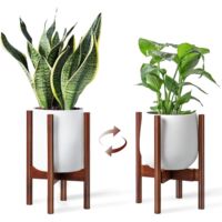 Support de plantes réglable en bois du milieu du siècle - Cache pot sur pied moderne pour pot de fleurs - Tabouret plante et piédestal pour plantes pour intérieur et extérieur