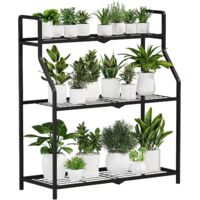 Étagère Plantes en Métal – Support Plantes Intérieur et Extérieur, Porte Plante à 3 Niveaux, Étagère Plante Robuste pour Balcon, Jardin et Salon
