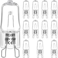 12 Pièces Ampoule Halogène de Four G9 25w 230V, Ampoule G9 Dimmable Blanc Chaud 2800K, Ampoule Four 300 Degré, Pour L'ampoule Du Four, Le Four À Micro-Ondes, l'éclairage d'armoire et Ainsi de Suite