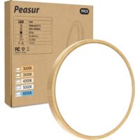 Plafonnier LED, 15W 1500LM Luminaire Plafonnier Salle de Bain, IP54 Etanche & 5 Couleurs, Lampe Plafond Rond pour Cuisine, Chambre, Couloir, Garage, Bois