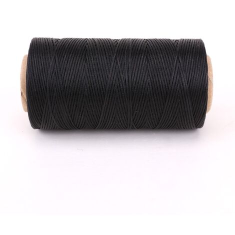 Bobine Fil Plat Ciré 260M Noir Pour Cuir, Maroquinerie Et Bricolage DIY - Diamètre 0.8mm