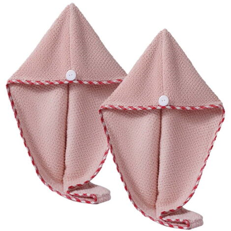 Lot de 2 serviettes pour cheveux, séchage rapide, rose