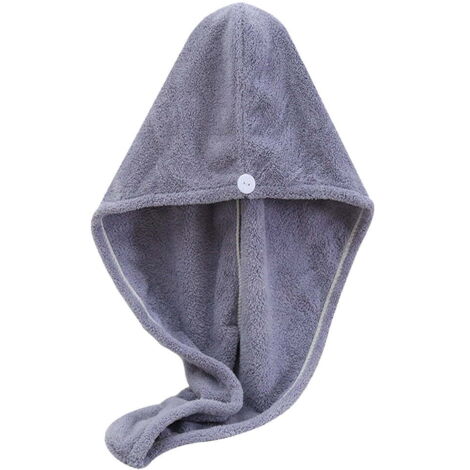 Serviette en microfibre pour cheveux bouclés à séchage rapide pour femmes, cheveux mouillés - gris