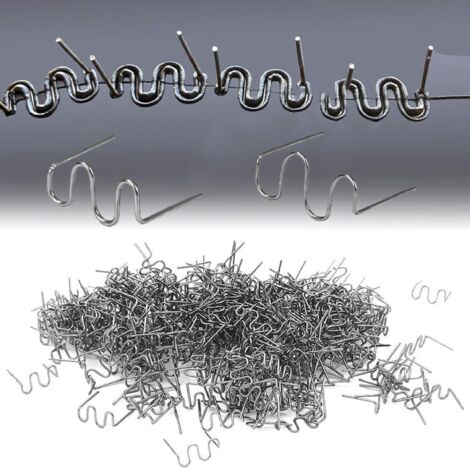 Clou de Soudure Plastique, Agrafes de Soudage, Agrafes Chaudes en Acier, 1000PCS 0.6mm 0.8mm Agrafes de Soudage de Carrosserie Agrafes Chaudes Réparation Soudure Baguettes Soudage Agrafe