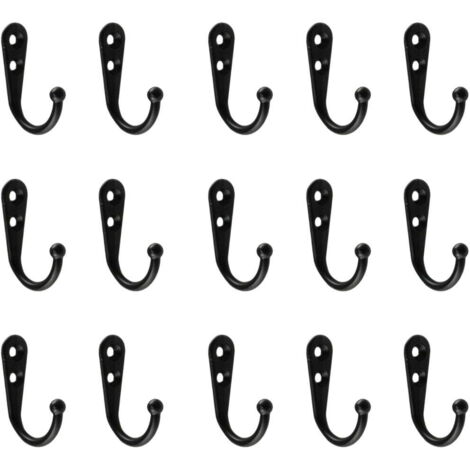Lot de 15 crochets pour fixation murale, noir