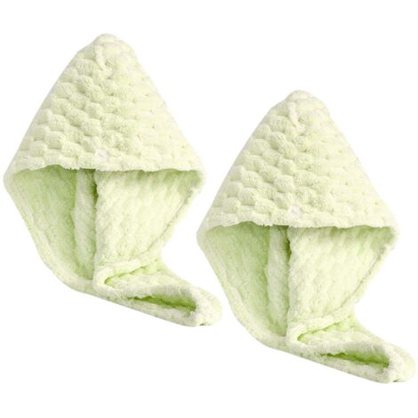 Lot de 2 serviettes pour cheveux, séchage rapide, vert