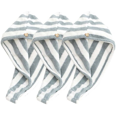 Lot de 3 serviettes de séchage ultra douces pour femmes - Gris (1/5)