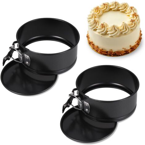 Lot de 2 Moule à Manqué Ronds de 11 cm, Mini Moules à Pâtisserie avec Revêtement Antiadhésif, Plat a Gateau Rond, Cake Tins, Moule a Charniere pour la Cuisson de Gâteaux, Noir
