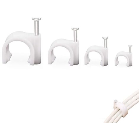 400 Pièces Cavalier Cable Electrique,Fixation Cable Electrique,Attache Fil Electrique, Clips cable,avec Clou en Acier, Fixation cable electriqu, 4 tailles de 4 mm, 6 mm, 8 mm, 10 mm (1/5)