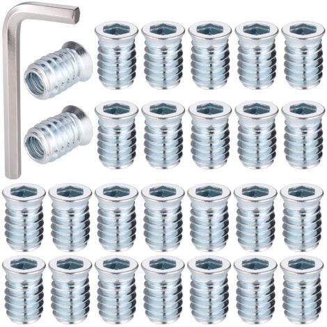 sourcing map Écrous Fileté Insert Vis Zinc Alliage Hex Prise M4 Filetage Interne 10mm Long Pour Meuble Bois 50pc