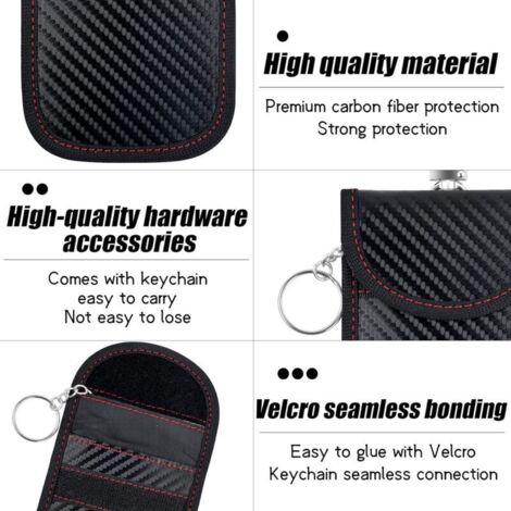 Faraday Pochette De Protection Pour Porte-clés, Sac De Blocage De Signal RFID, Pochette De Blocage De Signal De Clé De Voiture étui De Protection Antivol Pour Clés De Voiture - Noir