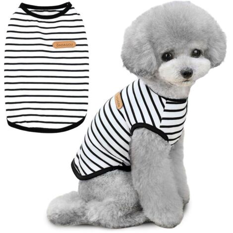 T-Shirt à Rayures pour Chien, vêtements en Coton Doux pour Chiot, débardeur pour Animal Domestique (Noir, XL) (1/5)
