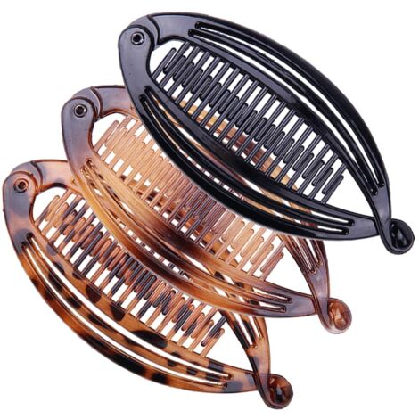 3 Pièces Pince Banane Cheveux Femme,Banana Clip,Pinces Queue de Poisson pour Boucles Grossières Rétro,Accessoires Cheveux Longs Banane Cheval Française Peigne à Cheveux Porte pour Femmes Filles Dames