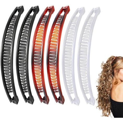 Lot de 6 barrettes à cheveux bananes pour cheveux longs, bouclés ou lisses (1/5)