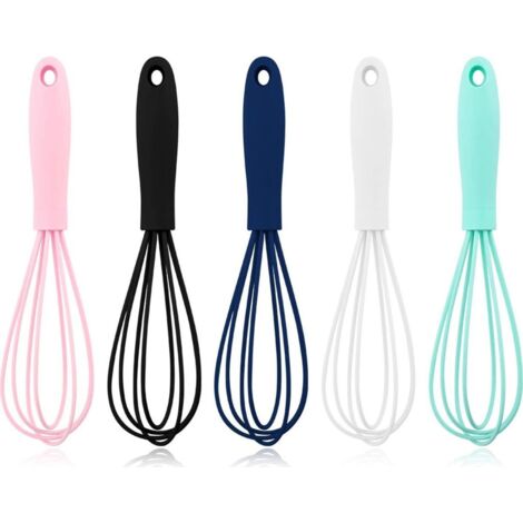 5 Pièces les Mini-Fouet en Silicone pour la Cuisine – Mini-Fouet en acier Inoxydable, Teigbesen, antihaftbeschichteter Main-Fouet de Ballondraht, Milchaufschäumer, Ustensiles de cuisine