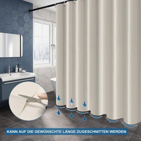 Rideau De Douche Anti-Bactérien Gris Galets - 180x180 Cm Imperméable Avec 12 Anneaux - Polyester Résistant Moisissure