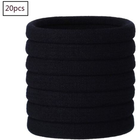 Élastique à cheveux, 20 Pièces Noir Élastique Bande de cheveux, Bandeau bandeaux Élastiques et Accessoires pour Haarfrisuren des Femmes et des Filles (1/5)