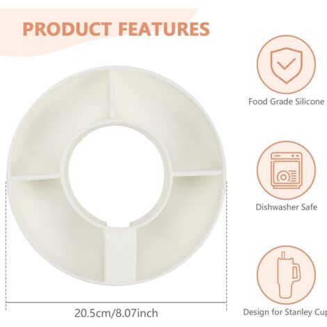 Snackschale de Tasse de Silicone Snackschale, compatible avec la Coupe Stanley à 1,2 l réutilisables Snackring pour la Coupe Stanley Accessoires(Blanc)