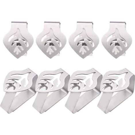 Feuilles FormenTischtuchklammer 8 Set, Argent en acier Inoxydable Nappe Crochet Clips de 2,5 à 3,5 cm d'Épaisseur Table, à l'Intérieur à l'extérieur Tischtuchhalter (1/5)