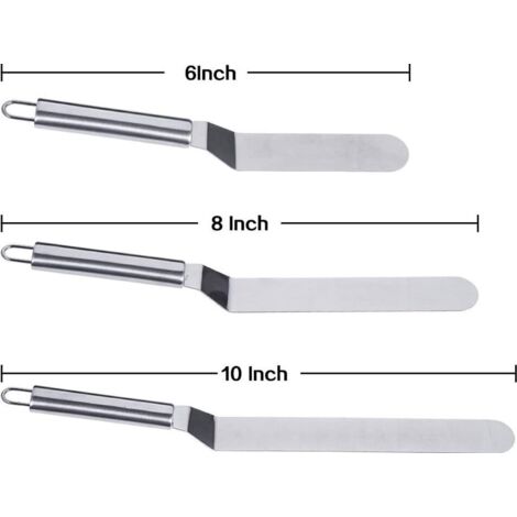 3 Winkelpalette Set acier Inoxydable Streichpaletten Tortenmesser pour pâte à sucre Gâteau et Décorer les Gâteaux (1/4)