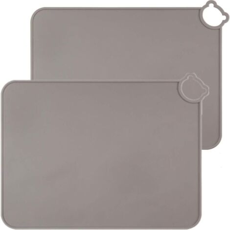 Silicone de sets de table pour les Enfants et les Bébés, compatibles lave-vaisselle sets de table, portables Reisematte pour Bébés, Set de 2 (2-Gary) (1/5)
