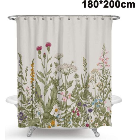 Rideaux de douche Rideau de douche Anti-Moisissure, Anti-Bactérien, Lavable Rideau de Bain Polyester Tissu avec 12 Duschvorhangringen (1/4)